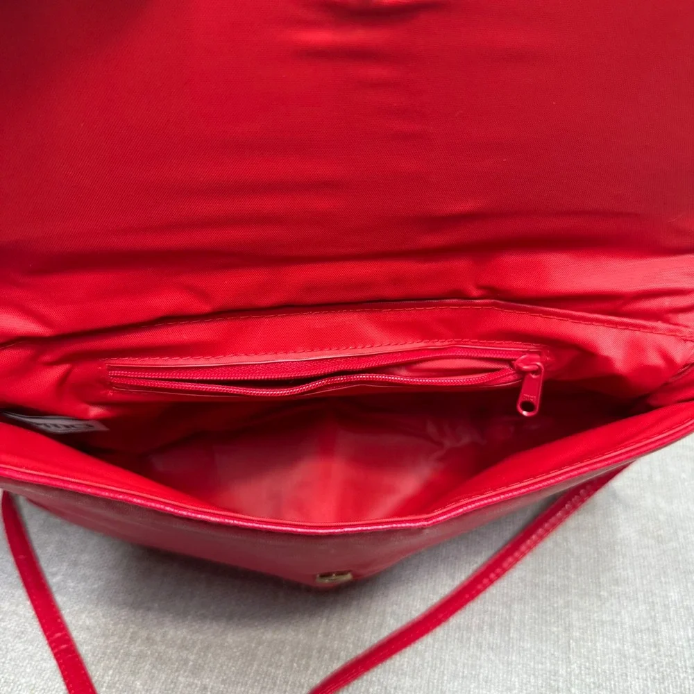 Vintage MCI Red Faux Leather Shoulder Bag Purse Clutch Handbag Y2K Retro 80s 90s